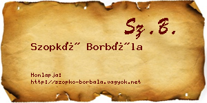 Szopkó Borbála névjegykártya