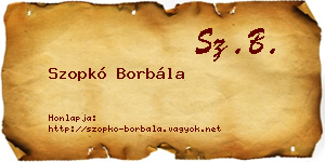 Szopkó Borbála névjegykártya